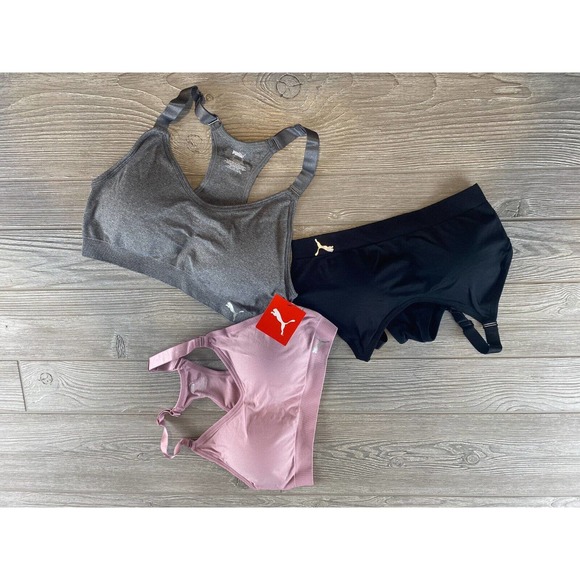 Puma Women's 3-Pack Removable Cups Racerback Sports Bras Variety Color Sz L NWT - Picture 1 of 9